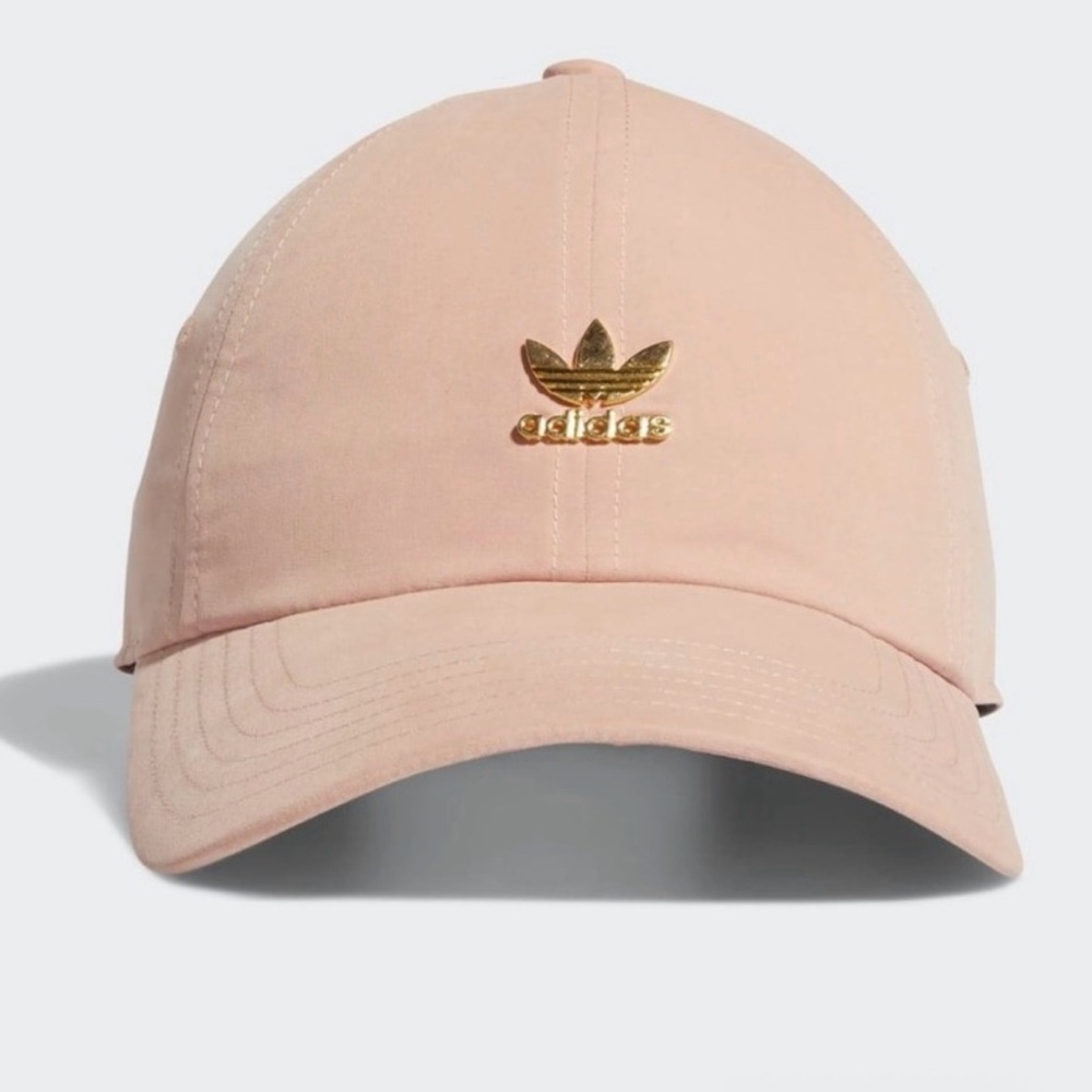 Adidas Peach-Pink Cap with Gold Metallic Logo